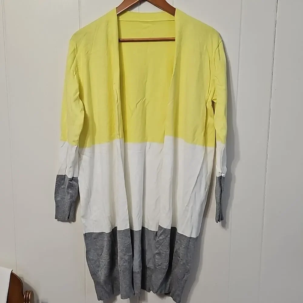 Colorblock Open Front Cardigan Womens M Colorful Casual Boho EUC
